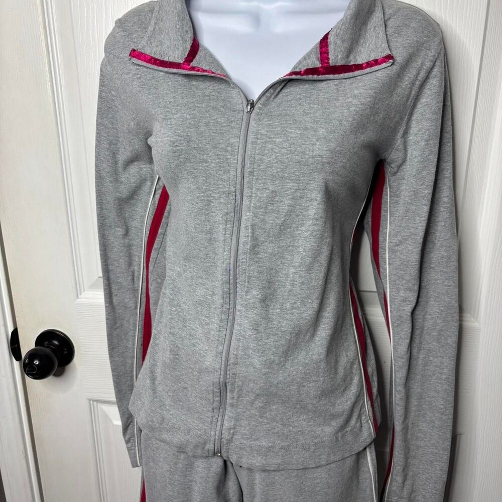 BCG Large Throwback Gray Zip Up Track Jacket & Pants Set Y2K 90s Tracksuit - Picture 2 of 8